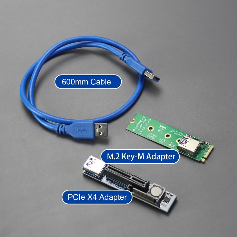 GLOTRENDS UEX108 كابل ريسير M.2 إلى PCIe X4 بطول 600 مم (سرعة PCIe 3.0 X1) ، لبطاقة WiFi PCIe ، بطاقة PCIe M.2 ، بطاقة PCIe USB ، بطاقة صوت ، إلخ - Image 3